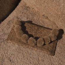Load image into Gallery viewer, Natural Margarita Straw Party Clutch, with Nude Pom-poms - Starseed Holistic Healing LLC