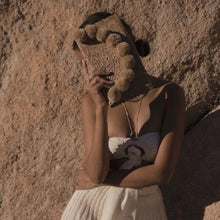 Load image into Gallery viewer, Natural Margarita Straw Party Clutch, with Nude Pom-poms - Starseed Holistic Healing LLC