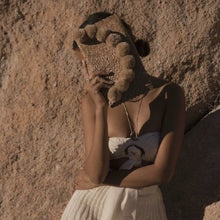 Load image into Gallery viewer, Natural Margarita Straw Party Clutch, with Nude Pom-poms - Starseed Holistic Healing LLC