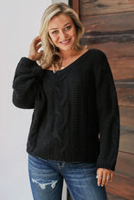 Load image into Gallery viewer, Bubblegum V-Neck Braided Knit Sweater - Starseed Holistic Healing LLC