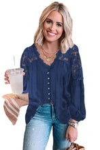 Load image into Gallery viewer, V Neckline Lace Shoulder Patchwork Blouse - Starseed Holistic Healing LLC