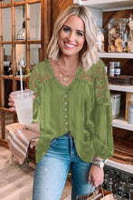 Load image into Gallery viewer, V Neckline Lace Shoulder Patchwork Blouse - Starseed Holistic Healing LLC