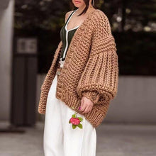 Load image into Gallery viewer, Long lantern sleeve knitted cardigan Women loose sexy - Starseed Holistic Healing LLC