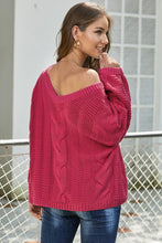 Load image into Gallery viewer, Bubblegum V-Neck Braided Knit Sweater - Starseed Holistic Healing LLC