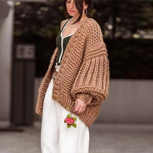Load image into Gallery viewer, Long lantern sleeve knitted cardigan Women loose sexy - Starseed Holistic Healing LLC