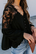 Load image into Gallery viewer, V Neckline Lace Shoulder Patchwork Blouse - Starseed Holistic Healing LLC