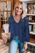Load image into Gallery viewer, V Neckline Lace Shoulder Patchwork Blouse - Starseed Holistic Healing LLC
