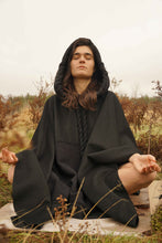 Load image into Gallery viewer, Cotton Hooded Black Cape - Starseed Holistic Healing LLC