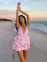 Load image into Gallery viewer, Sexy Deep V Backless Mini Tiered Dress - Starseed Holistic Healing LLC