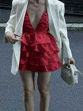 Load image into Gallery viewer, Sexy Deep V Backless Mini Tiered Dress - Starseed Holistic Healing LLC