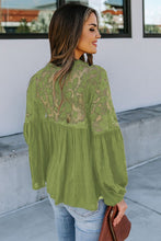 Load image into Gallery viewer, V Neckline Lace Shoulder Patchwork Blouse - Starseed Holistic Healing LLC