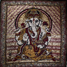 Load image into Gallery viewer, Ganesha Holding Lotus Flower In Batik Style Tie Dye Tapestry - Starseed Holistic Healing LLC