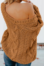 Load image into Gallery viewer, Bubblegum V-Neck Braided Knit Sweater
