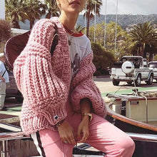 Load image into Gallery viewer, Long lantern sleeve knitted cardigan Women loose sexy - Starseed Holistic Healing LLC
