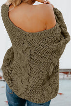 Load image into Gallery viewer, Bubblegum V-Neck Braided Knit Sweater
