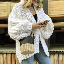 Load image into Gallery viewer, Long lantern sleeve knitted cardigan Women loose sexy - Starseed Holistic Healing LLC
