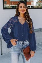 Load image into Gallery viewer, V Neckline Lace Shoulder Patchwork Blouse - Starseed Holistic Healing LLC
