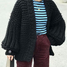 Load image into Gallery viewer, Long lantern sleeve knitted cardigan Women loose sexy - Starseed Holistic Healing LLC
