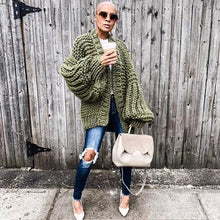 Load image into Gallery viewer, Long lantern sleeve knitted cardigan Women loose sexy - Starseed Holistic Healing LLC
