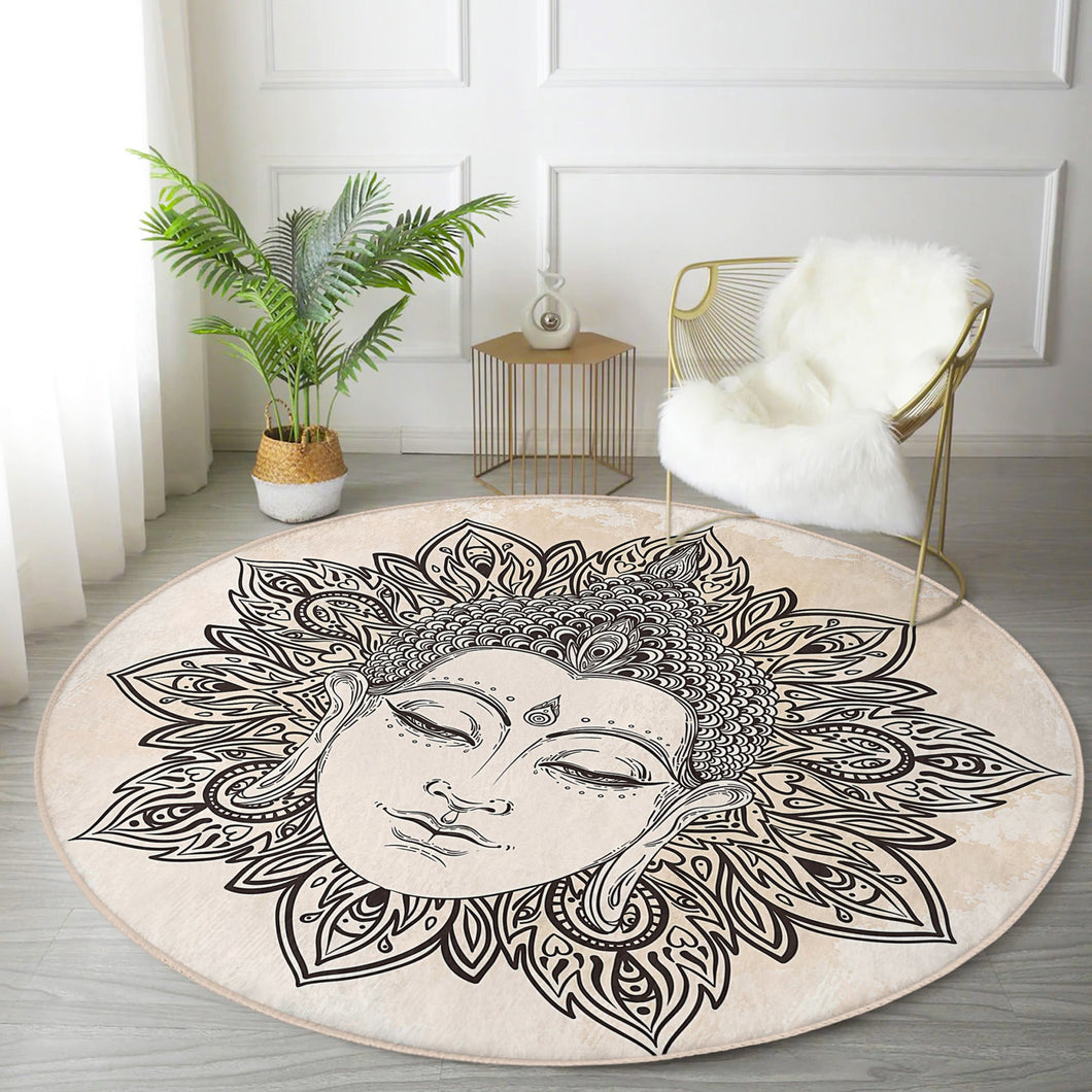 Meditation Room Decor Round Rug, Yoga Room Circle Carpet, Spiritual - Starseed Holistic Healing LLC