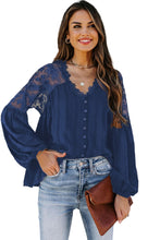 Load image into Gallery viewer, V Neckline Lace Shoulder Patchwork Blouse - Starseed Holistic Healing LLC
