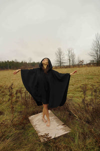 Cotton Hooded Black Cape - Starseed Holistic Healing LLC