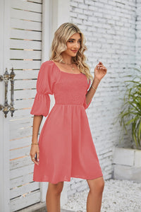 Square Neckline Puff Sleeve Backless Dress for Women. - Starseed Holistic Healing LLC