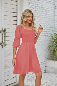 Square Neckline Puff Sleeve Backless Dress for Women. - Starseed Holistic Healing LLC