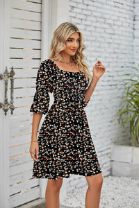 Square Neckline Puff Sleeve Backless Dress for Women. - Starseed Holistic Healing LLC