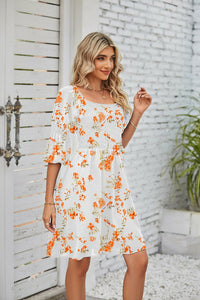 Square Neckline Puff Sleeve Backless Dress for Women. - Starseed Holistic Healing LLC