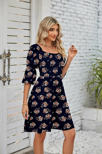 Square Neckline Puff Sleeve Backless Dress for Women. - Starseed Holistic Healing LLC