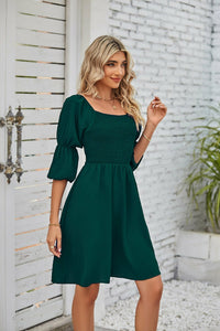 Square Neckline Puff Sleeve Backless Dress for Women. - Starseed Holistic Healing LLC