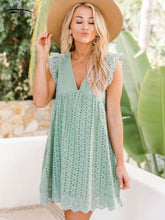 Load image into Gallery viewer, V-neck Summer Short Sleeve Lace Dress - Starseed Holistic Healing LLC
