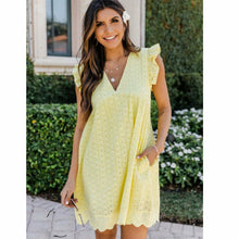 Load image into Gallery viewer, V-neck Summer Short Sleeve Lace Dress - Starseed Holistic Healing LLC
