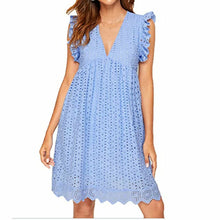 Load image into Gallery viewer, V-neck Summer Short Sleeve Lace Dress - Starseed Holistic Healing LLC
