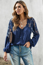Load image into Gallery viewer, V Neckline Lace Shoulder Patchwork Blouse - Starseed Holistic Healing LLC
