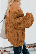 Load image into Gallery viewer, Bubblegum V-Neck Braided Knit Sweater
