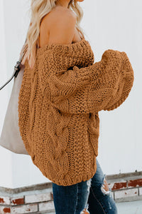 Bubblegum V-Neck Braided Knit Sweater