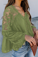 Load image into Gallery viewer, V Neckline Lace Shoulder Patchwork Blouse - Starseed Holistic Healing LLC
