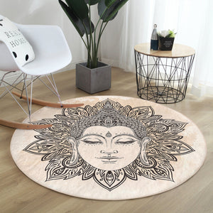 Meditation Room Decor Round Rug, Yoga Room Circle Carpet, Spiritual - Starseed Holistic Healing LLC