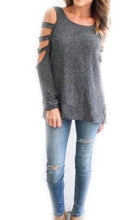 Load image into Gallery viewer, Womens Open Shoulder Long Sleeve Casual Top - Starseed Holistic Healing LLC
