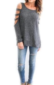 Womens Open Shoulder Long Sleeve Casual Top - Starseed Holistic Healing LLC