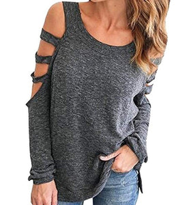 Womens Open Shoulder Long Sleeve Casual Top - Starseed Holistic Healing LLC
