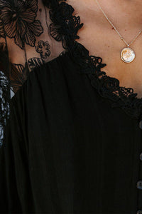 V Neckline Lace Shoulder Patchwork Blouse - Starseed Holistic Healing LLC