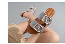 Load image into Gallery viewer, Women&#39;s Slippers One Word Big Belt Square Buckle Fashion Shoes - Starseed Holistic Healing LLC

