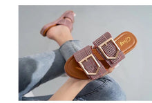 Load image into Gallery viewer, Women&#39;s Slippers One Word Big Belt Square Buckle Fashion Shoes - Starseed Holistic Healing LLC
