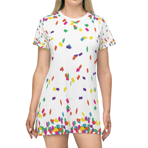 Rainbow Confetti T-Shirt Dress - Starseed Holistic Healing LLC