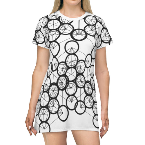 White Sacred GeomT-Shirt Dress - Starseed Holistic Healing LLC