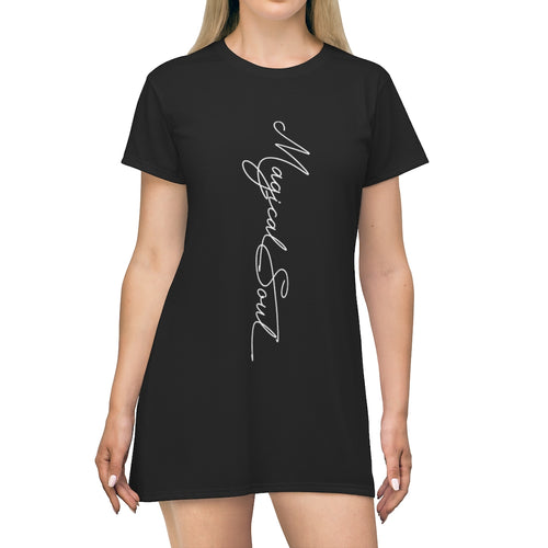 Magical Soul T-Shirt Dress Black - Starseed Holistic Healing LLC