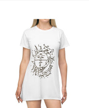 Load image into Gallery viewer, Sun and moon T-Shirt Dress white - Starseed Holistic Healing LLC
